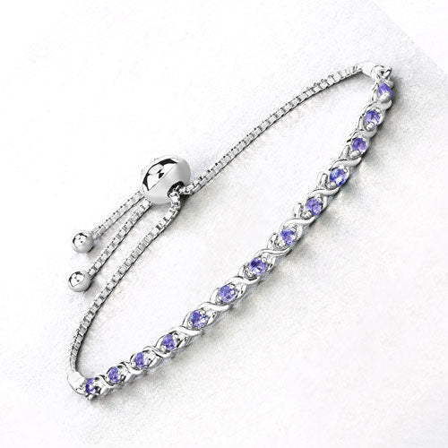 0.91 Carat Genuine Tanzanite .925 Sterling Silver Bracelet by Bids.com