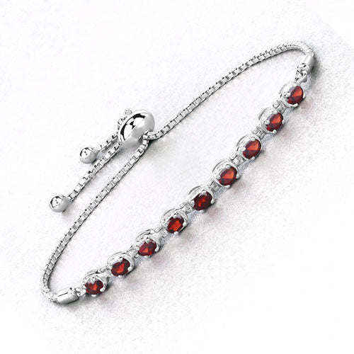 1.80 Carat Genuine Garnet .925 Sterling Silver Bracelet DestGlow