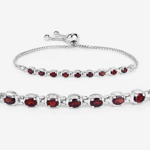 1.80 Carat Genuine Garnet .925 Sterling Silver Bracelet DestGlow