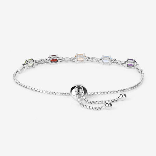 2.24 Carat Genuine Multi Stone .925 Sterling Silver Bracelet DestGlow