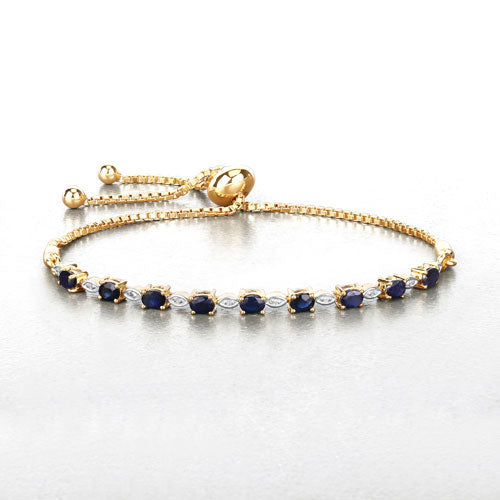 1.83 Carat Genuine Blue Sapphire and White Diamond .925 Sterling Silver Bracelet by Bids.com