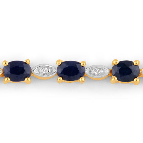1.83 Carat Genuine Blue Sapphire and White Diamond .925 Sterling Silver Bracelet by Bids.com