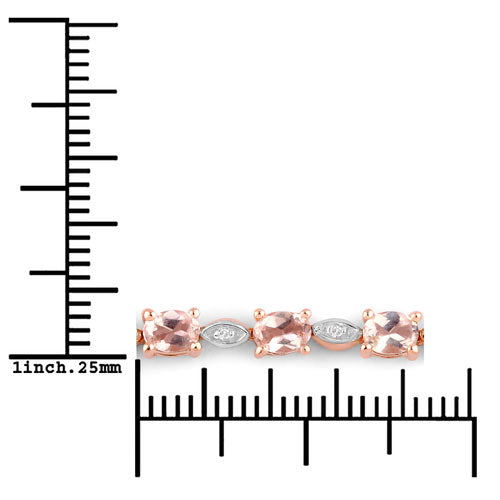 1.38 Carat Genuine Morganite and White Diamond .925 Sterling Silver Bracelet by Bids.com