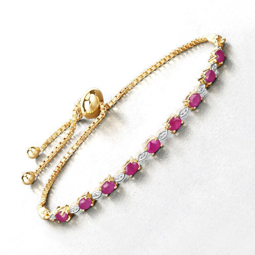 2.01 Carat Genuine Ruby and White Diamond .925 Sterling Silver Bracelet by Bids.com