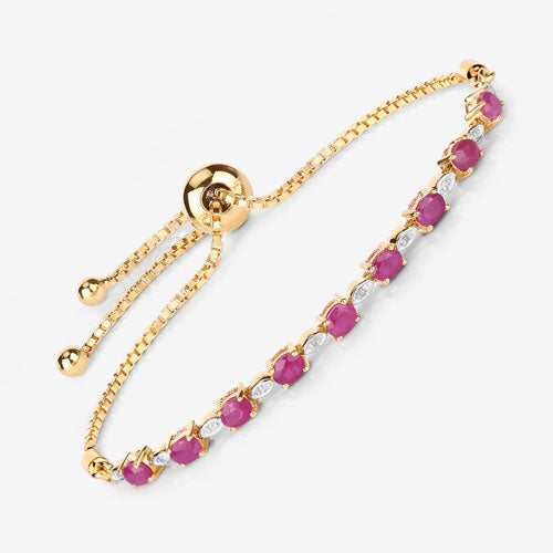 2.01 Carat Genuine Ruby and White Diamond .925 Sterling Silver Bracelet by Bids.com