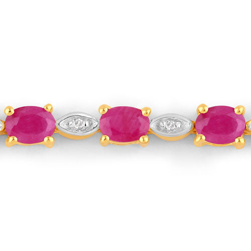 2.01 Carat Genuine Ruby and White Diamond .925 Sterling Silver Bracelet by Bids.com