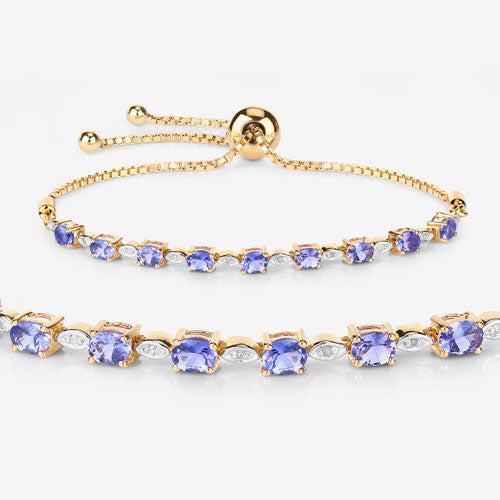 1.56 Carat Genuine Tanzanite and White Diamond .925 Sterling Silver Bracelet by Bids.com