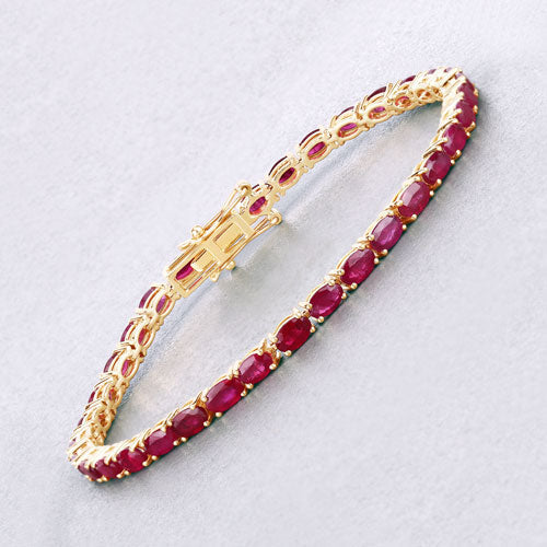 9.18 Carat Genuine Ruby 10K Yellow Gold Bracelet by Bids.com