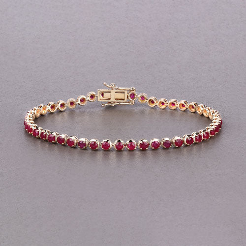 3.13 Carat Genuine Mozambique Ruby 14K Yellow Gold Bracelet by Bids.com
