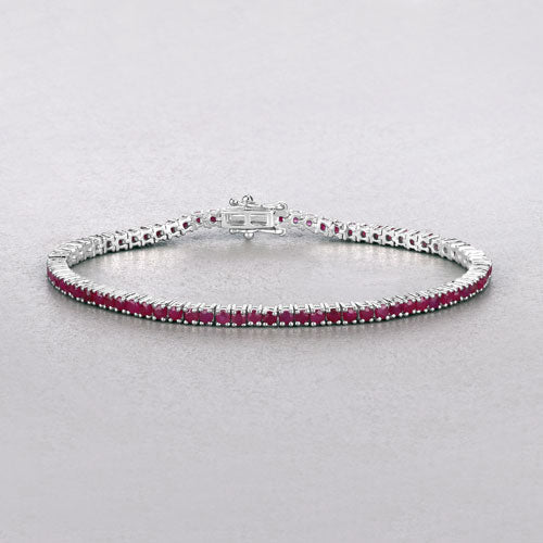 4.44 Carat Genuine Ruby .925 Sterling Silver Bracelet DestGlow