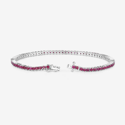 4.44 Carat Genuine Ruby .925 Sterling Silver Bracelet DestGlow