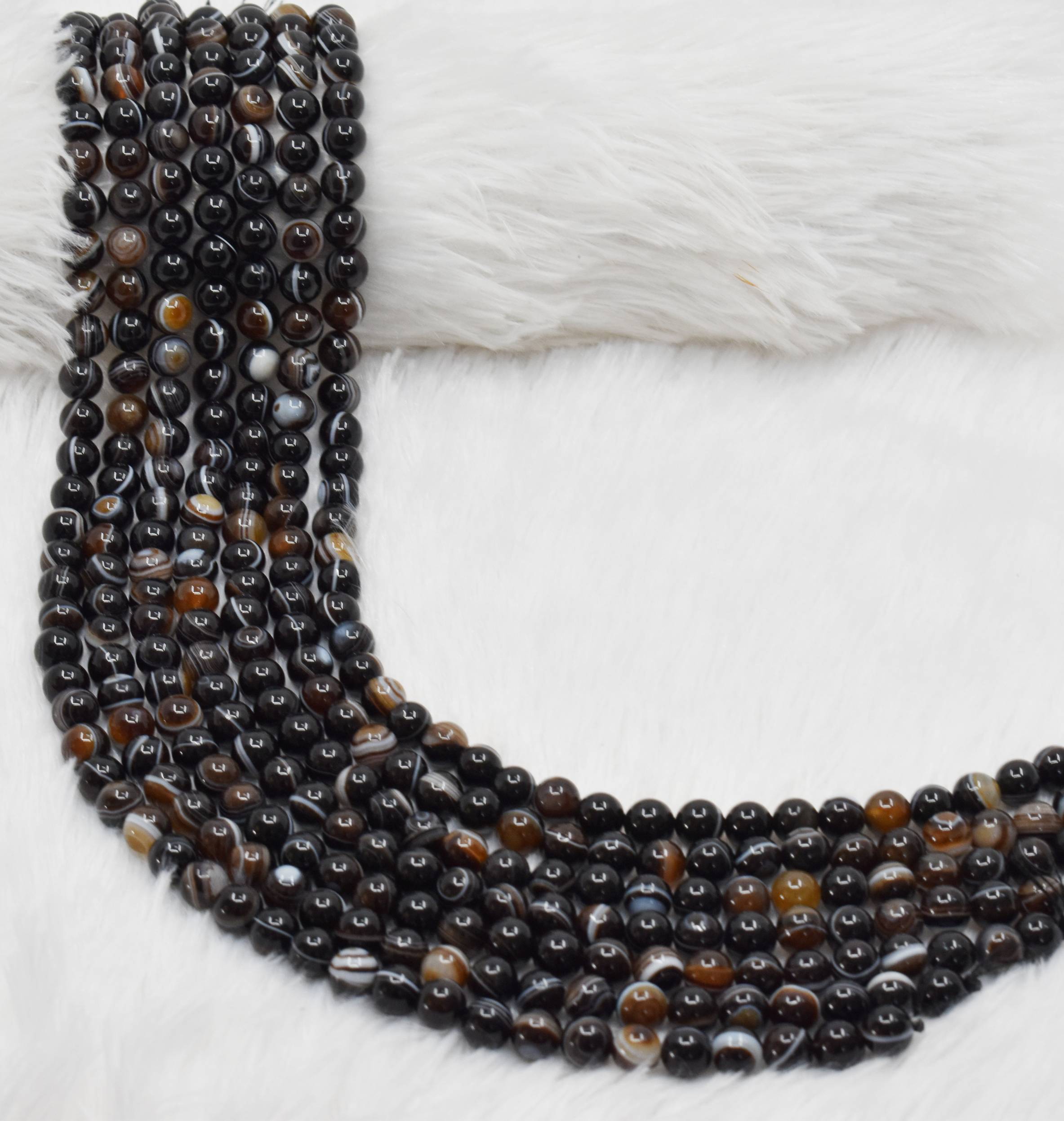 Black Eye Agate AAA Grade 6mm, 8mm, 10mm Round Beads DestGlow