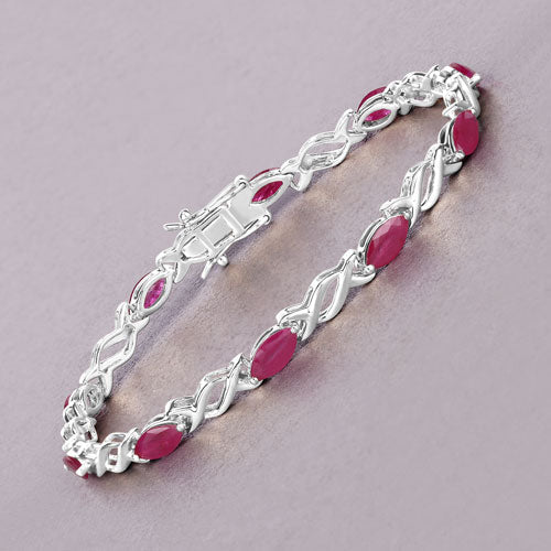 5.00 Carat Genuine Ruby 10K White Gold Bracelet by Bids.com