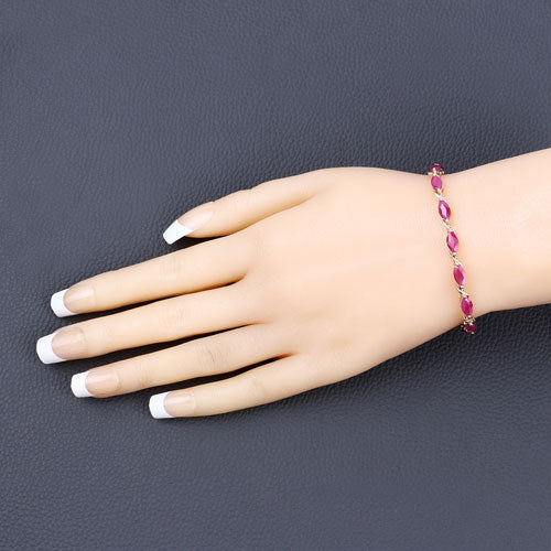 8.00 Carat Genuine Ruby 10K Yellow Gold Bracelet by Bids.com