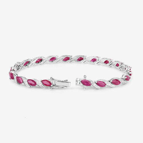 7.78 Carat Genuine Ruby and White Diamond 10K White Gold Bracelet by Bids.com