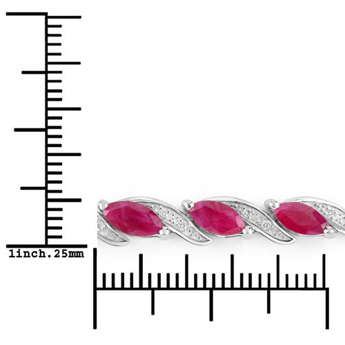 7.78 Carat Genuine Ruby and White Diamond 10K White Gold Bracelet by Bids.com