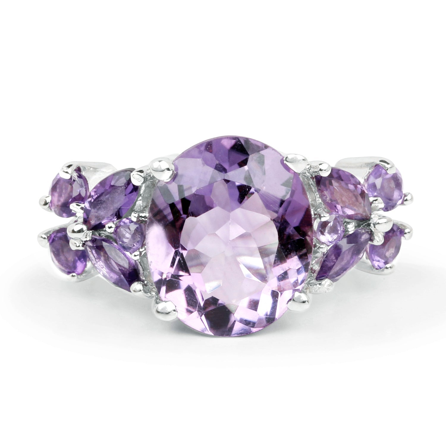 5.35 Carat Genuine Amethyst .925 Sterling Silver Ring DestGlow