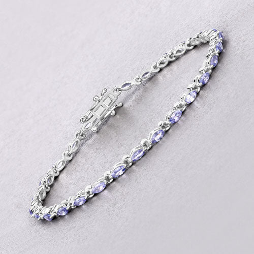 3.78 Carat Genuine Tanzanite .925 Sterling Silver Bracelet by Bids.com