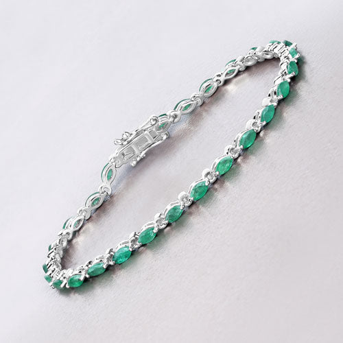 3.24 Carat Genuine Zambian Emerald .925 Sterling Silver Bracelet DestGlow