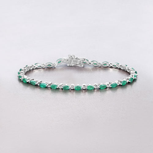 3.24 Carat Genuine Zambian Emerald .925 Sterling Silver Bracelet DestGlow