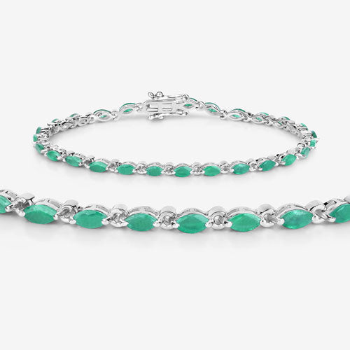 3.24 Carat Genuine Zambian Emerald .925 Sterling Silver Bracelet DestGlow
