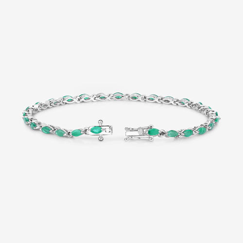 3.24 Carat Genuine Zambian Emerald .925 Sterling Silver Bracelet DestGlow