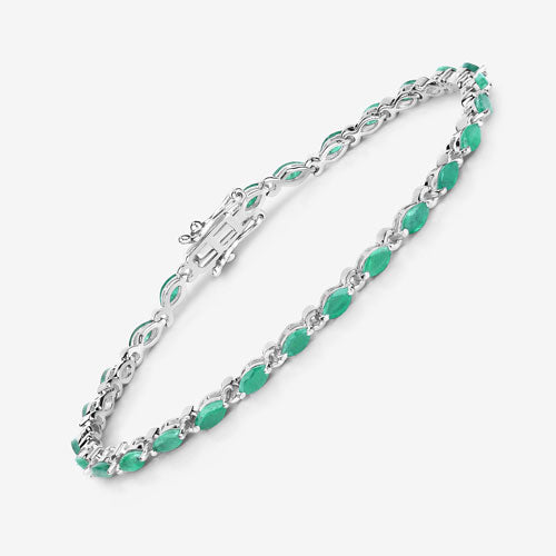 3.24 Carat Genuine Zambian Emerald .925 Sterling Silver Bracelet DestGlow