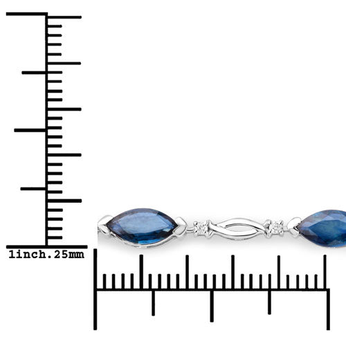 5.58 Carat Genuine Blue Sapphire and White Diamond 14K White Gold Bracelet by Bids.com