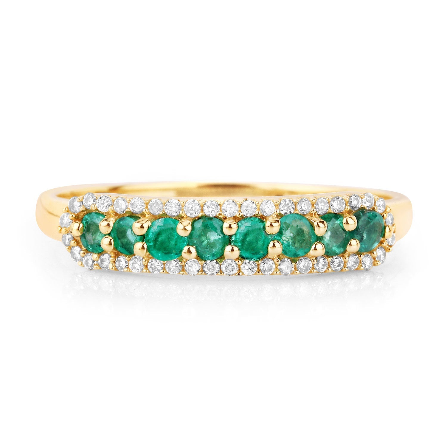 0.35 Carat Genuine Zambian Emerald and White Diamond 14K Yellow Gold Ring by Bids.com