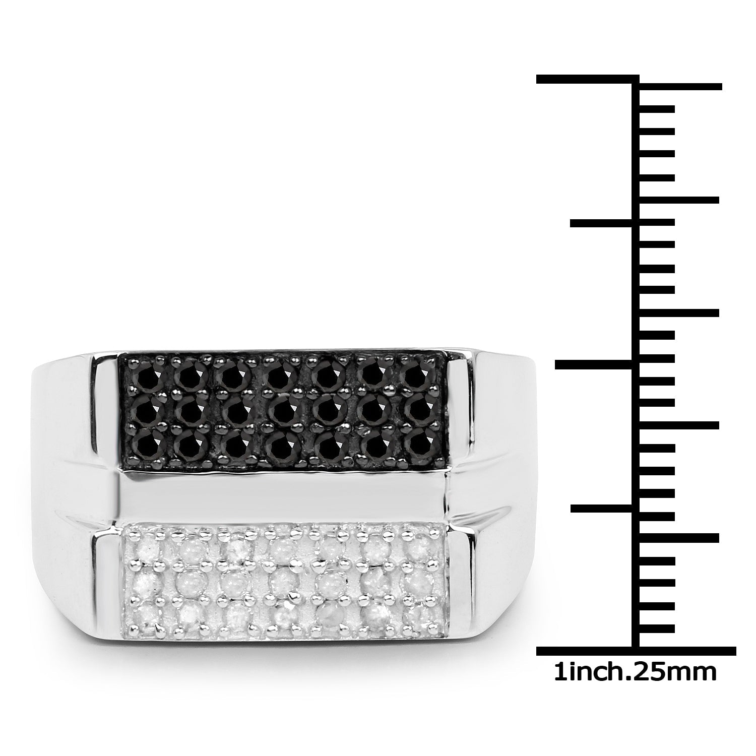 0.64 Carat Genuine Black Diamond and White Diamond .925 Sterling Silver Ring by Bids.com