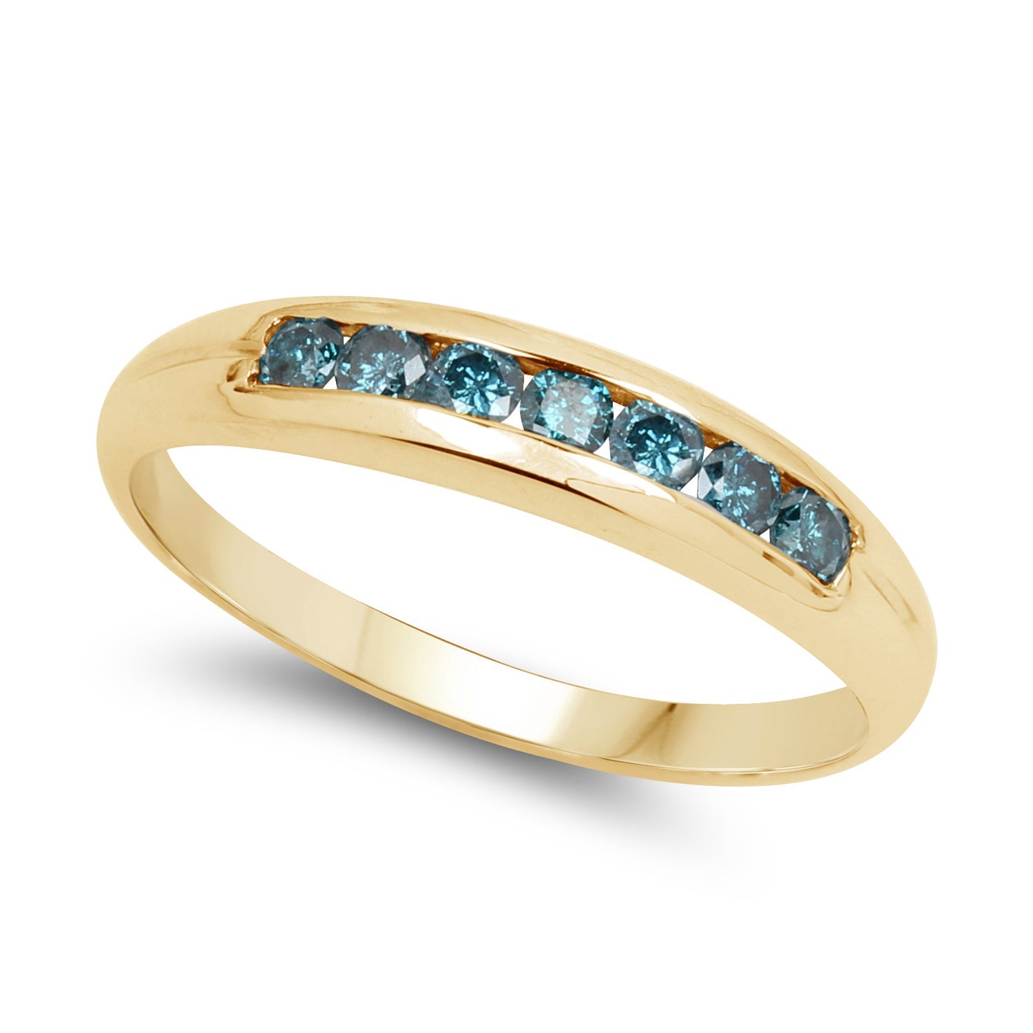 14K Yellow Gold Plated 0.35 Carat Genuine Blue Diamond .925 Sterling Silver Ring by Bids.com