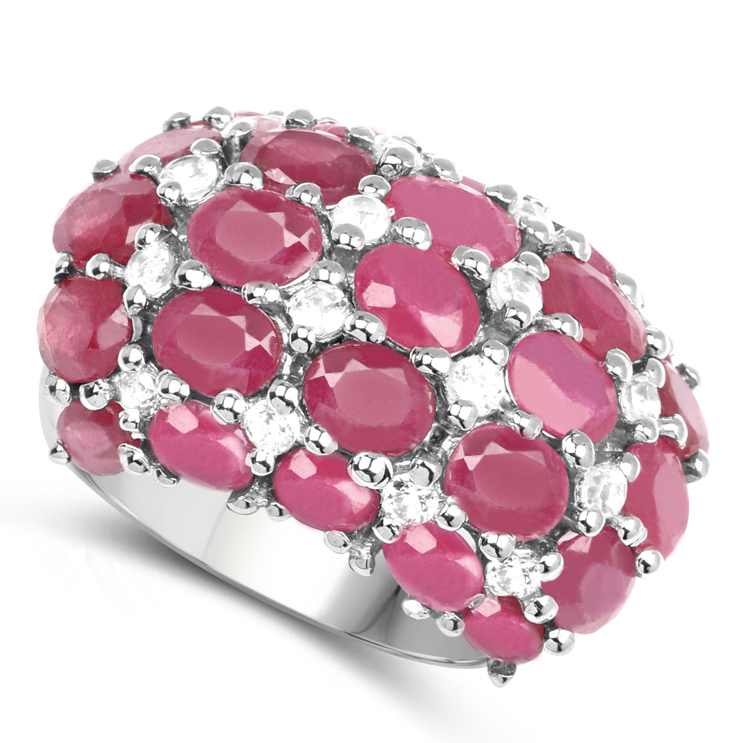 8.54 Carat Glass Filled Ruby and White Topaz .925 Sterling Silver Ring by Bids.com