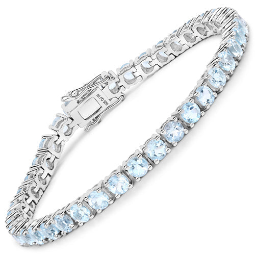12.48 Carat Genuine Blue Topaz .925 Sterling Silver Bracelet DestGlow