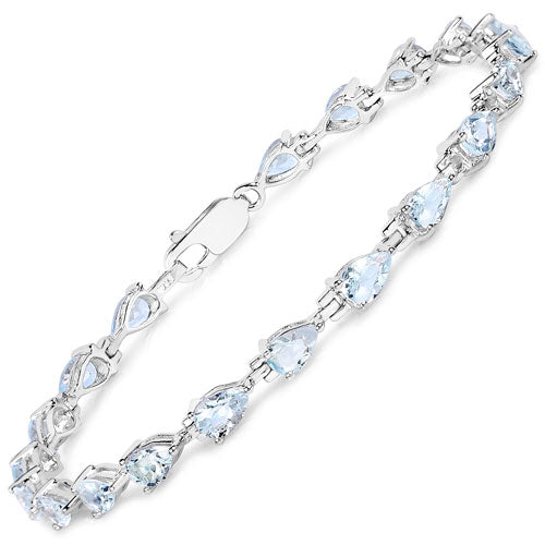 7.00 Carat Genuine Aquamarine .925 Sterling Silver Bracelet DestGlow