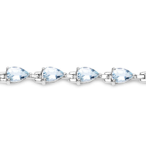 7.00 Carat Genuine Aquamarine .925 Sterling Silver Bracelet DestGlow