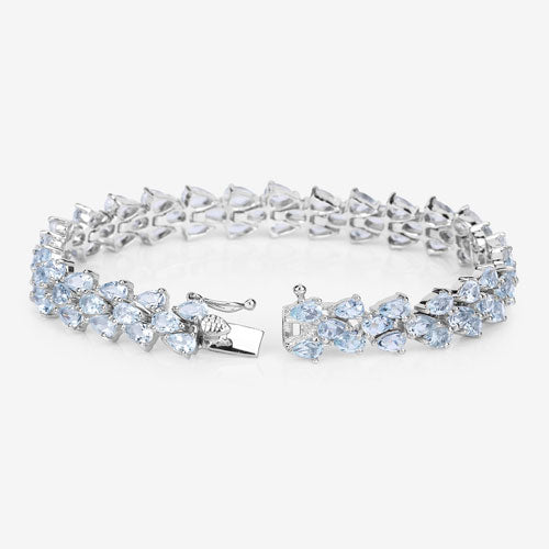 14.11 Carat Genuine Aquamarine .925 Sterling Silver Bracelet