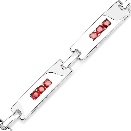 2.52 Carat Genuine Orange Sapphire .925 Sterling Silver Bracelet DestGlow