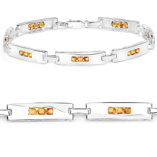 2.52 Carat Genuine Yellow Sapphire .925 Sterling Silver Bracelet DestGlow