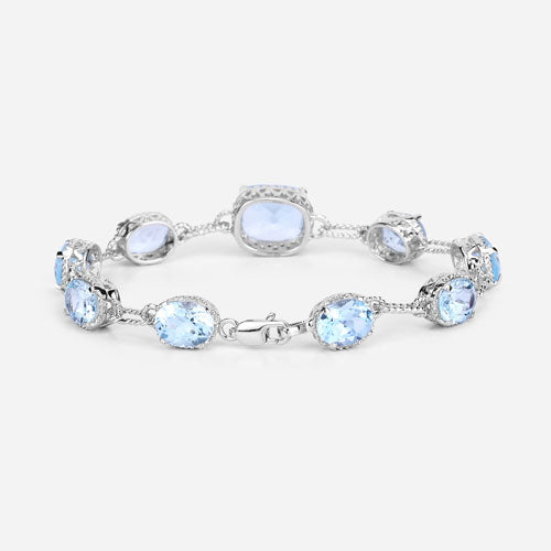 20.70 Carat Genuine Blue Topaz .925 Sterling Silver Bracelet DestGlow