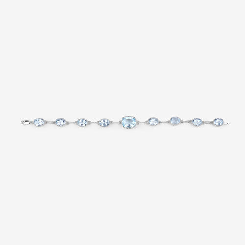 20.70 Carat Genuine Blue Topaz .925 Sterling Silver Bracelet DestGlow