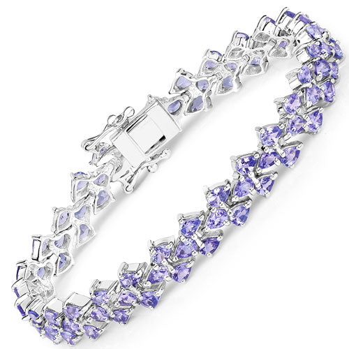 12.04 Carat Genuine Tanzanite .925 Sterling Silver Bracelet DestGlow