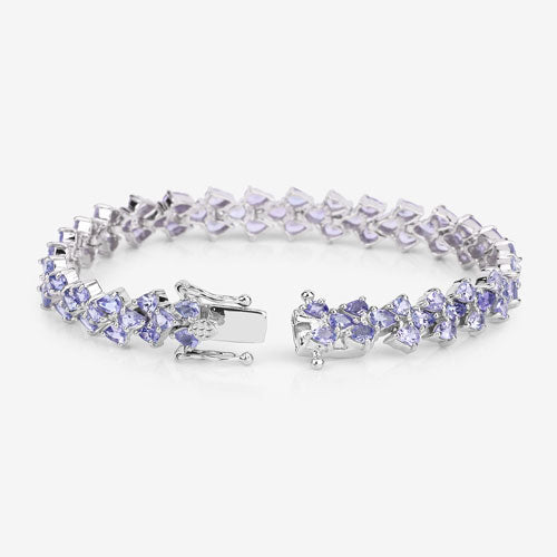 12.04 Carat Genuine Tanzanite .925 Sterling Silver Bracelet DestGlow
