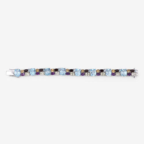 51.36 Carat Genuine Multi Stones .925 Sterling Silver Bracelet by Bids.com