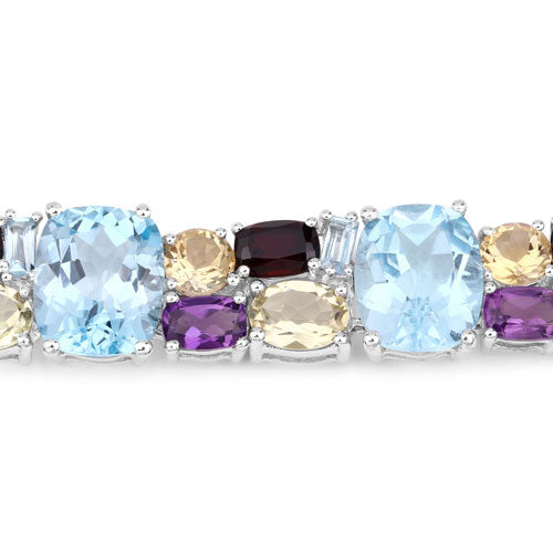 51.36 Carat Genuine Multi Stones .925 Sterling Silver Bracelet by Bids.com