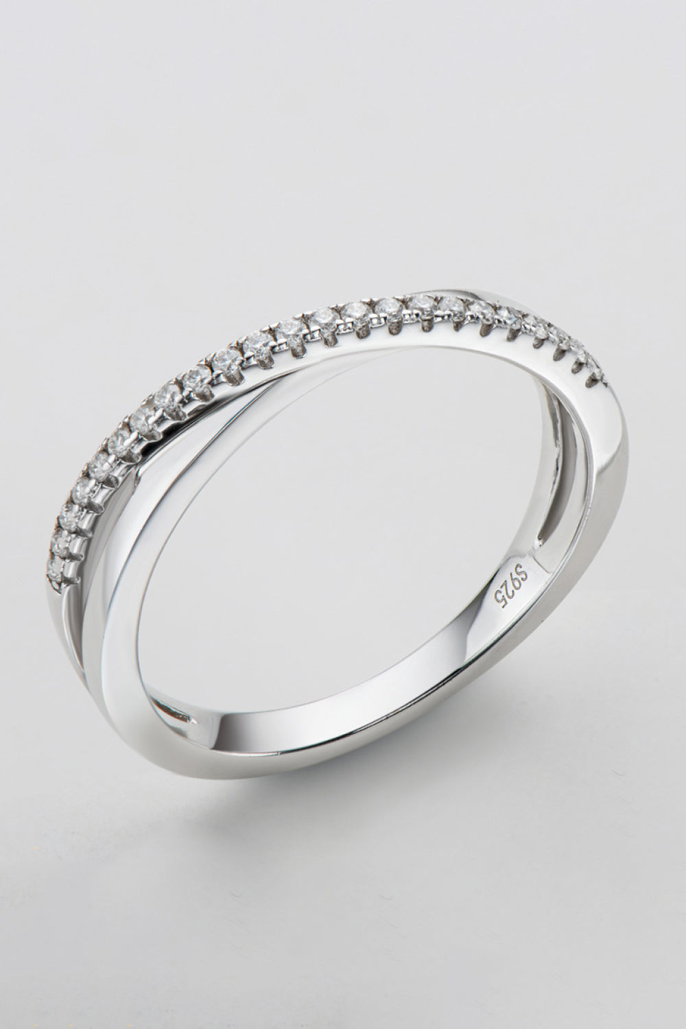 Platinum Over Pure Sterling Silver Crisscross Sparkala™ Ring by Sparkala