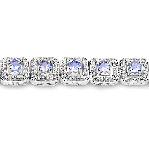 2.40 Carat Genuine Tanzanite .925 Sterling Silver Bracelet DestGlow