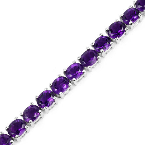 12.58 Carat Genuine Amethyst .925 Sterling Silver Bracelet DestGlow