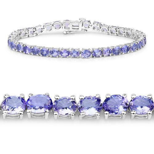 12.21 Carat Genuine Tanzanite .925 Sterling Silver Bracelet DestGlow