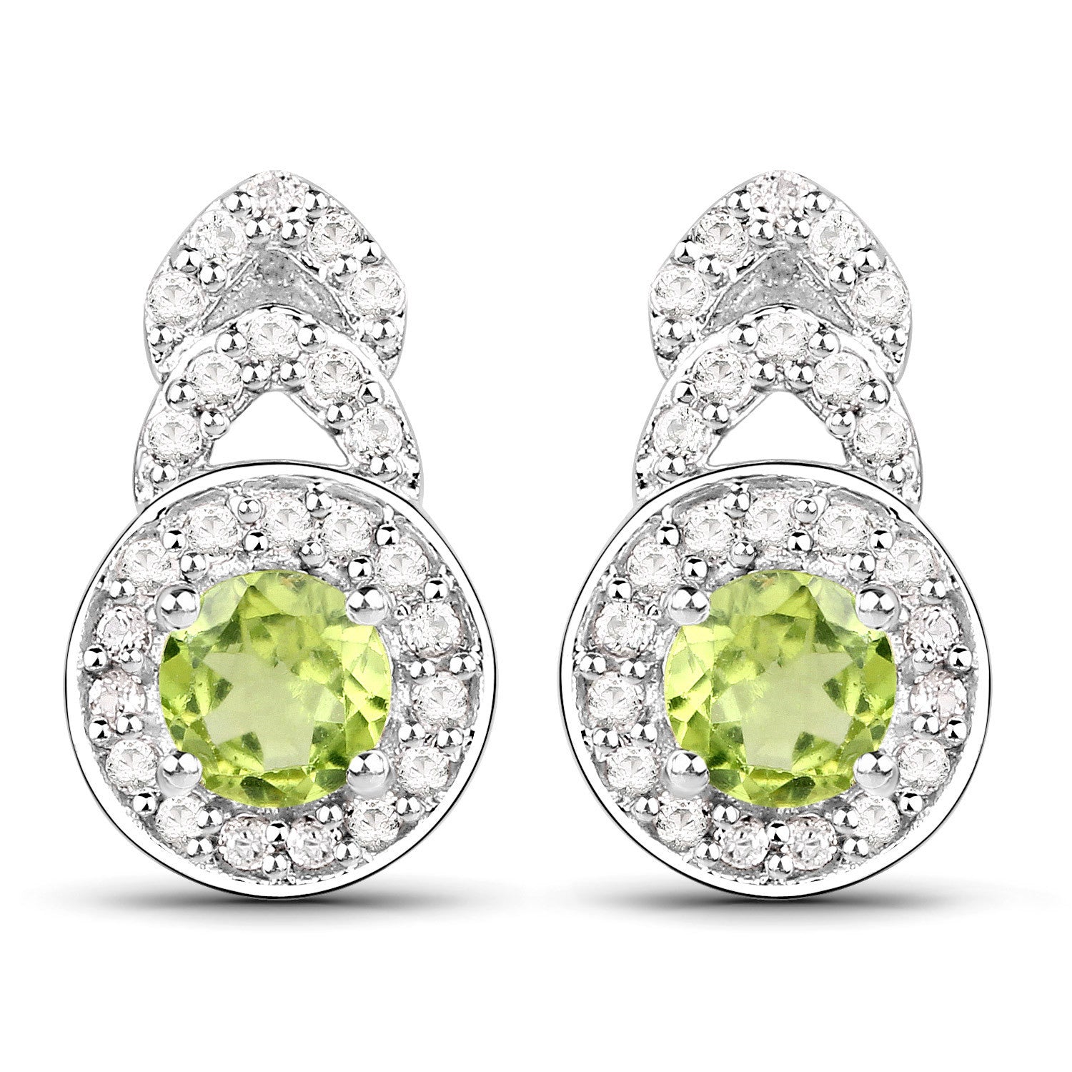 2.68 Carat Genuine Peridot and White Topaz .925 Sterling Silver Jewelry Set by Bids.com