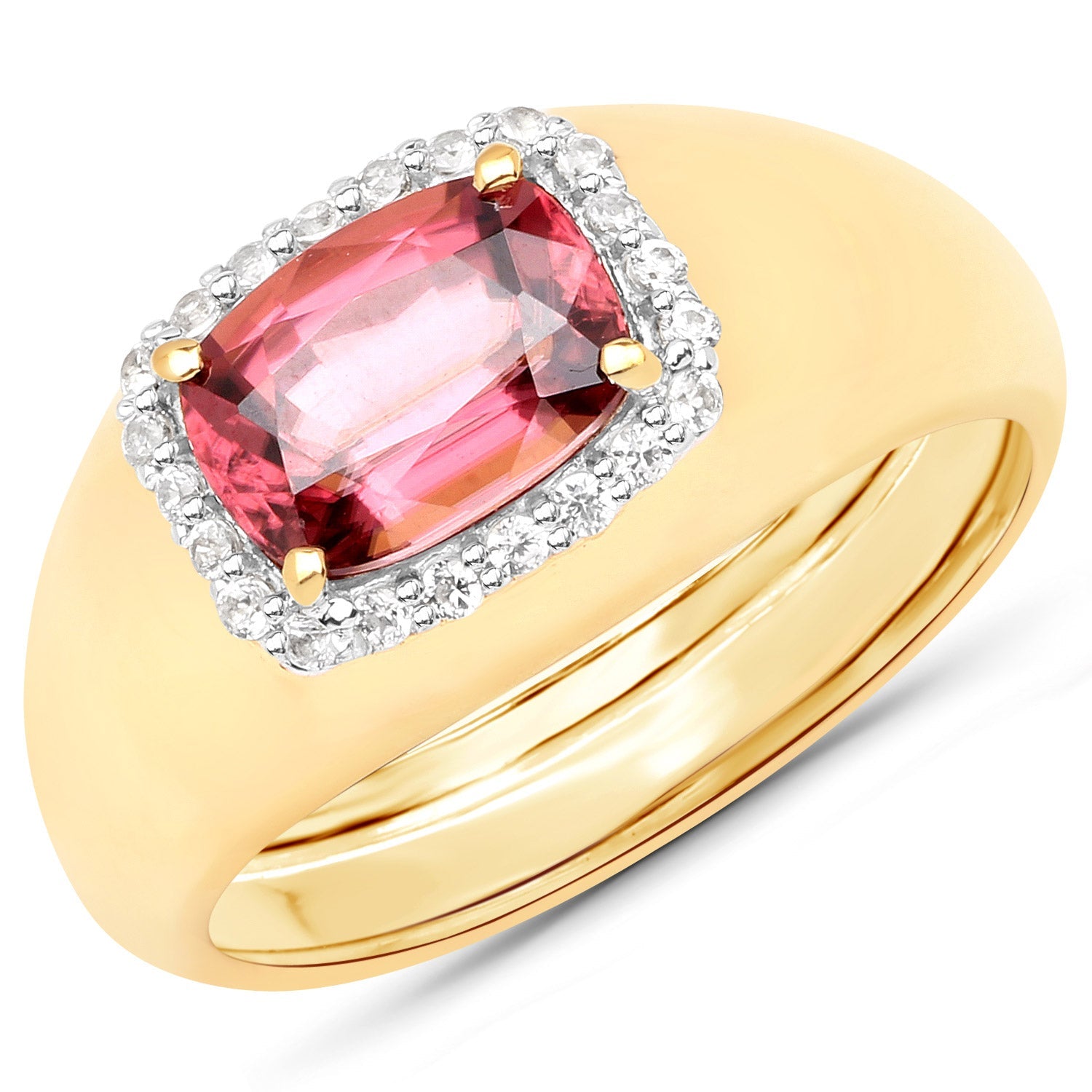 2.60 Carat Genuine Pink Zircon and White Zircon .925 Sterling Silver Ring by Bids.com